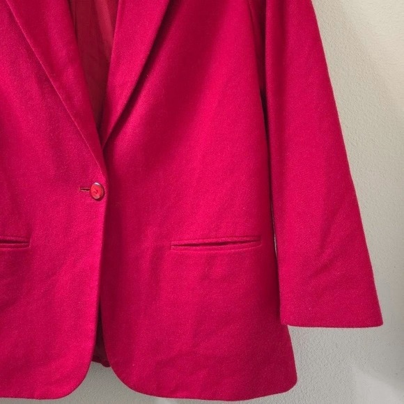 Sag Harbor Women Blazer Size 18 Red Wool Blend Single Button Office Casual - Picture 2 of 9